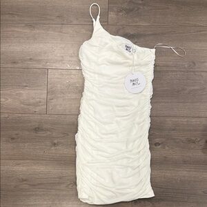 Elegant (short) White Ruched Dress